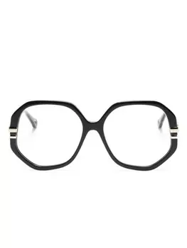 Chlo Eyewear очки в квадратной оправе с тисненым логотипом, черный