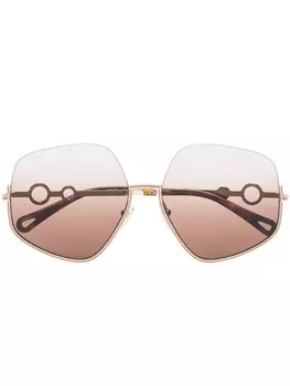 Chlo Eyewear солнцезащитные очки Sofya в шестиугольной оправе, коричневый