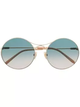 Chlo Eyewear солнцезащитные очки в круглой оправе с логотипом, золотистый