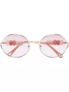 Chlo Eyewear солнцезащитные очки в круглой оправе с бусинами на дужках, розовый