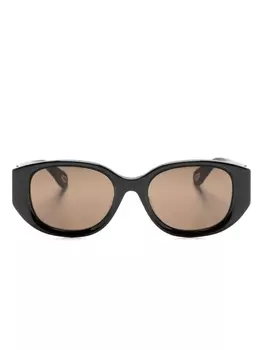 Chlo Eyewear солнцезащитные очки в круглой оправе с логотипом, черный