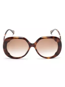 Chlo Eyewear солнцезащитные очки в массивной оправе с логотипом, коричневый