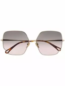 Chlo Eyewear солнцезащитные очки в массивной оправе, золотистый