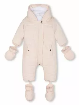 Chlo Kids дутый комбинезон с вышитым логотипом, нейтральный цвет
