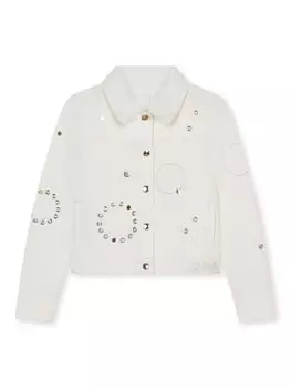 Chlo Kids джинсовая куртка-рубашка с люверсами, белый