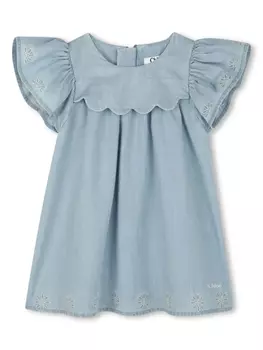 Chlo Kids джинсовое платье с короткими рукавами, синий