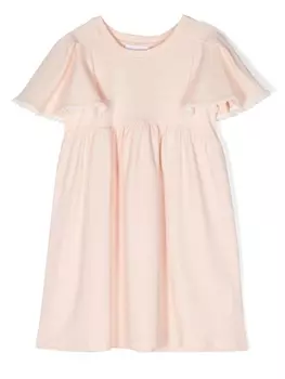 Chlo Kids flutter-sleeve cotton dress, розовый
