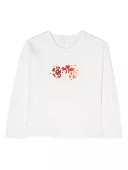 Chlo Kids футболка из органического хлопка с вышитым логотипом, белый