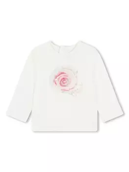 Chlo Kids футболка с цветочным принтом, белый