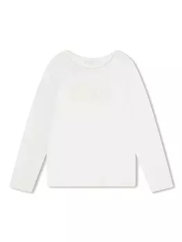 Chlo Kids футболка с длинными рукавами и вышитым логотипом, белый