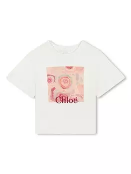 Chlo Kids футболка с логотипом, белый