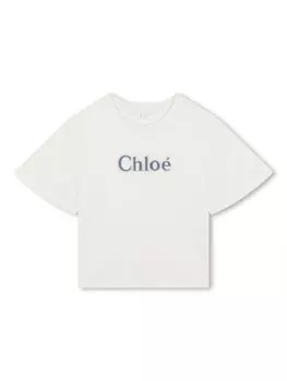 Chlo Kids футболка с надписью, белый