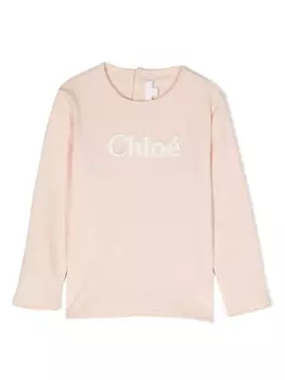 Chlo Kids футболка с нашивкой-логотипом, розовый
