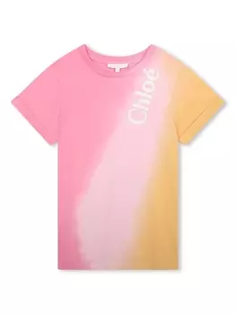 Chlo Kids футболка с принтом тай-дай, розовый