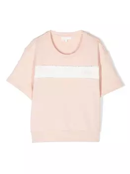 Chlo Kids футболка с вышитым логотипом, розовый