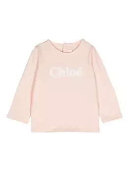 Chlo Kids футболка с вышитым логотипом, розовый