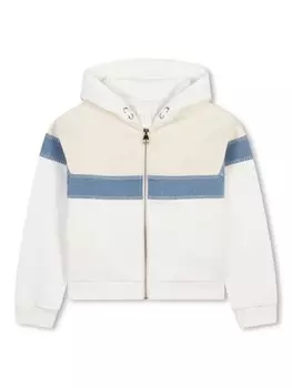 Chlo Kids худи в стиле колор-блок на молнии, белый
