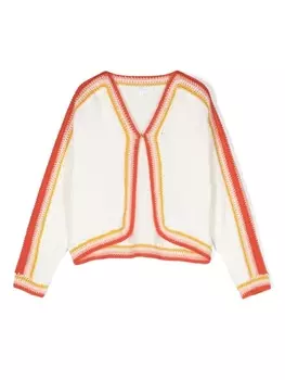 Chlo Kids кардиган в полоску, белый