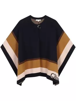 Chlo Kids кейп с жаккардовым логотипом, синий