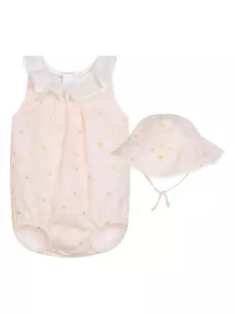 Chlo Kids комплект из боди и панамы с оборками, нейтральный цвет