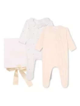Chlo Kids комплект из двух комбинезонов с вышивкой, белый