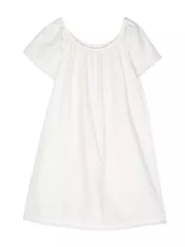 Chlo Kids ночная сорочка с фестонами и принтом, белый