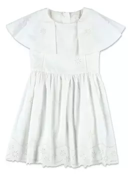 Chlo Kids платье из органического хлопка с цветочной вышивкой, белый