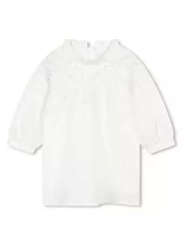 Chlo Kids платье из органического хлопка с английской вышивкой, белый