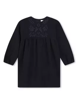 Chlo Kids платье с цветочной вышивкой, синий