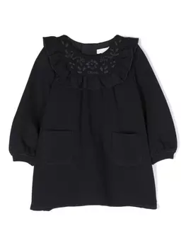Chlo Kids платье с длинными рукавами и оборками, синий