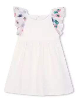 Chlo Kids платье с оборками и вышитым логотипом, белый
