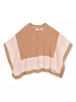 Chlo Kids полосатый кейп с круглым вырезом, нейтральный цвет