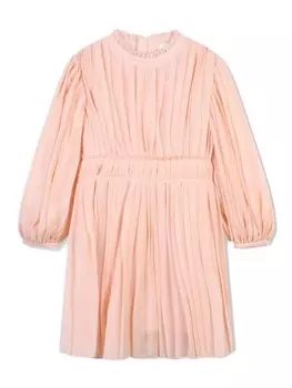 Chlo Kids шерстяное платье с плиссировкой, розовый
