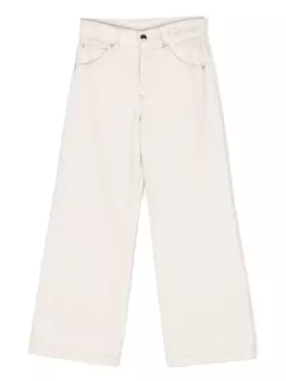 Chlo Kids широкие джинсы с вышитым логотипом, белый