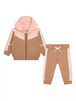 Chlo Kids спортивный костюм на молнии с лампасами, розовый