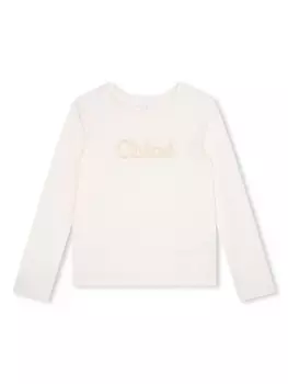 Chlo Kids толстовка из органического хлопка с вышивкой, белый