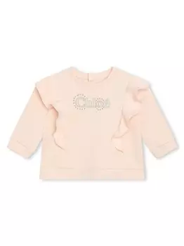 Chlo Kids толстовка из органического хлопка с вышитым логотипом, розовый