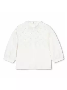 Chlo Kids толстовка из органического хлопка с оборками на воротнике, белый