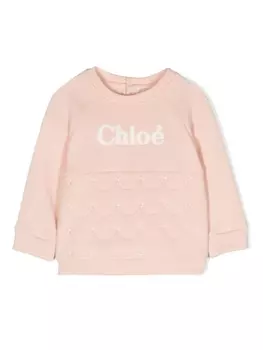 Chlo Kids толстовка с круглым вырезом и вышитым логотипом, розовый