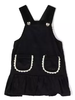 Chlo Kids вельветовое платье с оборками, синий