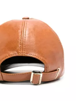 Chlo кожаная кепка с вышитым логотипом, коричневый