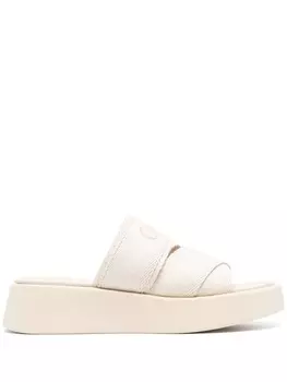 Chlo сандалии Mila с вышитым логотипом, нейтральный цвет