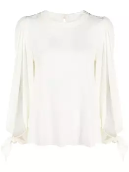 Chlo шелковая блузка с узлом, нейтральный цвет