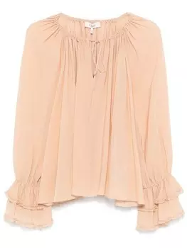 Chlo шелковая блузка со сборками, серый