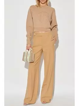 Chlo шерстяной джемпер с вышитым логотипом, нейтральный цвет