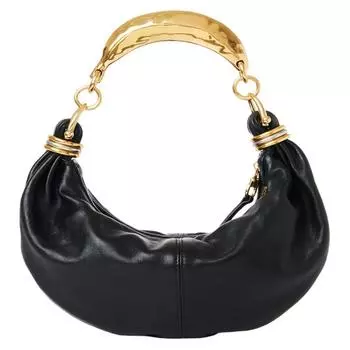 Chlo Сумка Chloe из зернистой кожи буйвола на одно плечо в форме полумесяца, небольшого размера, женская, черного цвета