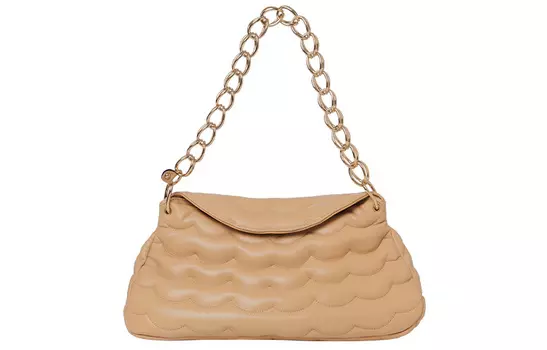 Chlo Сумка Chloe Juana из телячьей кожи на одно плечо, среднего размера, бежевого цвета