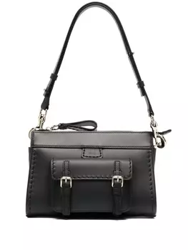 Chlo сумка на плечо с нашивкой-логотипом, черный