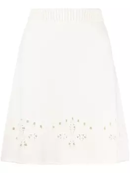 Chlo трикотажная мини-юбка с перфорацией, нейтральный цвет