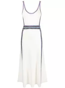Chlo трикотажное платье миди с полосками, белый